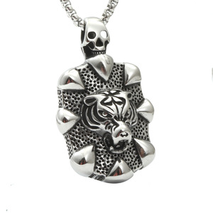 Yunnique – collier avec pendentif tête de tigre, en acier inoxydable, cadeau unisexe, bijoux, design du zodiaque animal - Product Image 1