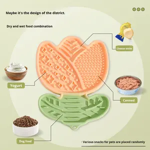 จานซิลิโคนสำหรับสุนัข รุ่นทิวลิป ซีรีส์  แบบมัลติฟังก์ชั่น ทนทาน ป้องกันการสำลัก ช่วยให้กินช้าลง สำหรับสุนัขขนา<span class=keywords><strong>ด</strong></span>กลางและเล็ก - Product Image 3