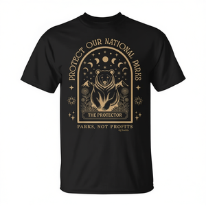 T-shirt Protect Our National Parks Parks Not Profits pour hommes, noir, coupe standard, en coton écologique, col rond, manches courtes - Product Image 2