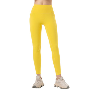 Respirant taille haute Yoga pantalon pour femmes solide course Fitness sport nu sensation pantalons longs contrôle du ventre <span class=keywords><strong>soleil</strong></span> grande taille - Product Image 5