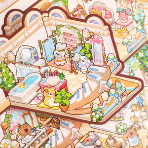 4 autocollants par paquet Cute Power Tri-fold Third Bullet Fun Miniature Aquascape Decoration Cut Film Sticker Book - Product Image 1