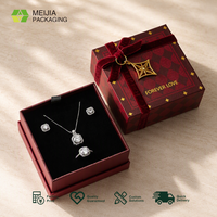 Boîte à bijoux en velours personnalisée, emballage de luxe, ensemble bague et collier Forever Love, Saint-Valentin, vente en gros, OEM, ODM, usine