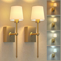Applique murale LED créative de style américain moderne, dimmable E27, avec corps en fer et abat-jour en tissu, pour chambre, hôtel, couloir, hall d'entrée