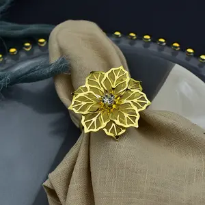 LJQ001 Wholesale rose gold flower napkin ring for wedding party Valentine's Day table decoration