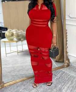 Viviblook Z228DS01 Vestido de verano sexy para mujer, informal, con malla, cuello polo, corte ajustado, talla grande, para fiesta - Product Image 4