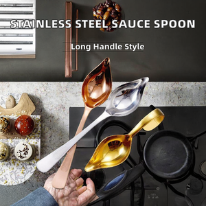 Cuillère à sauce et assaisonnement moderne en acier inoxydable 304, à long manche, à bec de canard, ustensile de cuisine, outil de décoration de gâteaux - Product Image 2