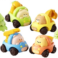 Voiture jouet à friction en forme d'animal de dessin animé, mini modèle 1:87, en plastique ABS, véhicule éducatif portable pour enfants