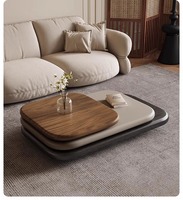 Table Basse Ovale Pivotante Haut de Gamme, Design Unique, pour Villa, Salon, Meuble Décoratif en Bois