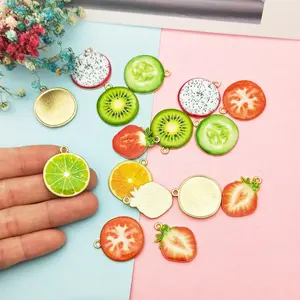 Fruit Drop Oil Charms Pendants Tomato Watermelon Slices Alloy Pendants for DIY Jewelry Finding Handmade Accessories