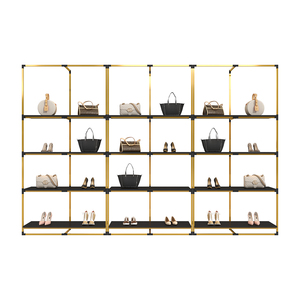 Sang Trọng Chất Lượng Túi Xách Cửa Hàng Kim Loại Tùy Chỉnh Thép Không Gỉ 3 Hàng Cao Gót <span class=keywords><strong>Wall</strong></span> Mount Bán Lẻ Giày Hiển Thị Giá - Product Image 4