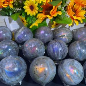 Pierre précieuse de guérison colorée <span class=keywords><strong>Labradorite</strong></span> sphère arc-en-ciel Flash boule de cristal artisanat pour la méditation et la décoration vente en gros - Product Image 1