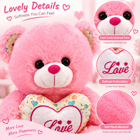 Ours en peluche personnalisé assis, animaux en peluche roses, blancs, trois couleurs, pour les acheteurs de fleuristes