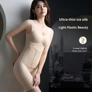 Новинка, большие размеры, цельное Корректирующее белье, шелковые прочные пуговицы для укрепления живота, бесшовный корректирующий пояс, дизайн для поддержки спины - Product Image 3