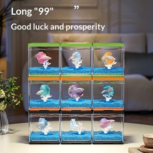Petit aquarium de bureau carré en PP pour poissons Betta 2026, pièce décorative paysagère, bloc multi-compartiments créatif pour bureau - Product Image 1