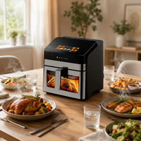 Friteuse à air numérique LED moderne, antiadhésive, sans huile, forme carrée, usage domestique, garantie 1 an, économie d'énergie
