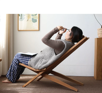 Chaise inclinable pliable légère en bois d'acacia massif - Meuble d'extérieur durable et imperméable pour jardin et balcon