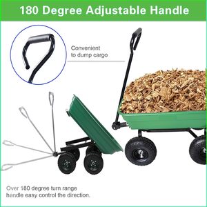 Carrinho de Mão de Aço Reforçado 75L com 4 Rodas para Jardim e Quintal, Carrinho Utilitário Basculante com Alça de Fácil Inclinação - Product Image 1