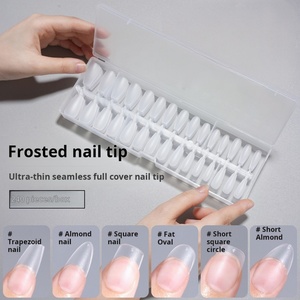 Boîte de 240 faux ongles carrés pleine taille, style français, pour nail art, avec adhésif sans couture pour doigts, personnalisables en usine - Product Image 1