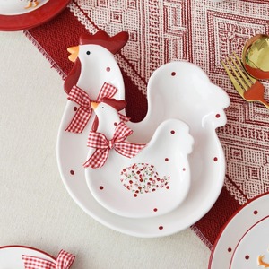 Assiette en céramique rouge à motif de dessin animé en forme de poulet, pour dessert, <span class=keywords><strong>petit</strong></span>-déjeuner, thé de l'après-midi, style moderne et simple, forme irrégulière, <span class=keywords><strong>Chine</strong></span> - Product Image 4