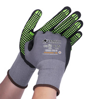 Gants de jardin XINGYU en nylon 15 jauges enduits de mousse de nitrile, gants de travail de sécurité verts à pois, gants de construction enduits de nitrile, gants en mousse