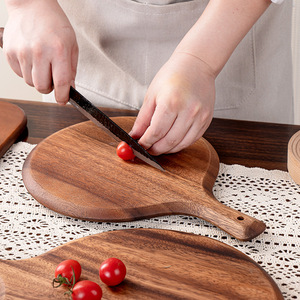 Assiette à dîner carrée en bois de noyer massif <span class=keywords><strong>planche</strong></span> à découper avec poignée passe au lave-vaisselle 1.3cm d'épaisseur multi-usage pour le pain au fromage et le steak - Product Image 2