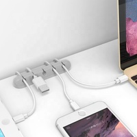 Organisateur de câble USB 5-Channel Silicone Desk Cable Clips Cord Management Clip Travel Silicone Cable Organizer