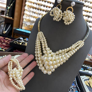 2025 New High Quality Custom Vintage <b>Pearl</b> <b>Necklace</b> Set Full Neck Choker Covering Copper Beads Chain for Anniversary - Product Image 2