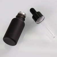 Botella vacía de vidrio negro con gotero, tapa de tornillo de oro con pipeta, 1 onza, 5 ml, 10 ml, 50 ml, 100 ml