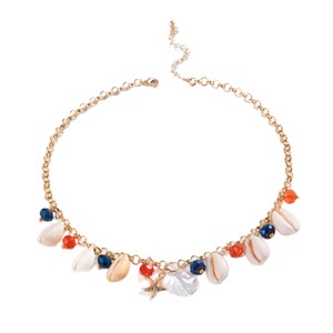 Collana Bohemien in Lega <span class=keywords><strong>con</strong></span> Perline a Conchiglia e Design di Stelle Marine, Palme e Conchiglie - Serie Vacanze al Mare Unisex - Product Image 5
