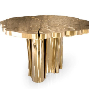 <span class=keywords><strong>Table</strong></span> à manger en forme de <span class=keywords><strong>souche</strong></span> d'arbre dorée, design contemporain irrégulier, Boca Do Lobo - Product Image 6