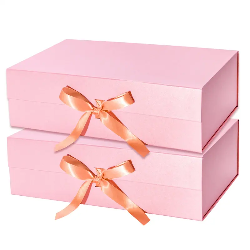 Nastro personalizzato con manico in cartone di carta rigida rosa carta magnetica pieghevole carta regalo di lusso per matrimonio festa della mamma