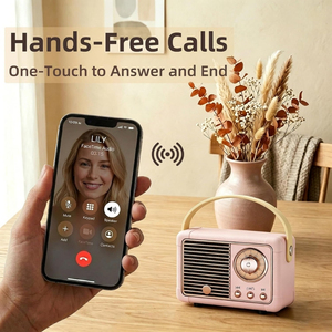 Haut-parleur sans fil rétro, <span class=keywords><strong>radio</strong></span> vintage BT 5.0, mini haut-parleur portable, son stéréo HD pour la maison, la cuisine, le bureau, décoration - Product Image 4