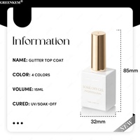 Top Coat Scintillant 4 Couleurs pour Salon de Manucure avec Finition Ultra Brillante, Vernis Gel UV Pailleté Longue Durée