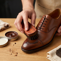 Ensemble de brosses à chaussures en crin de cheval, kit de brosses à polir en bois de lotus laqué rouge pour l'entretien et le nettoyage des bottes et chaussures en cuir