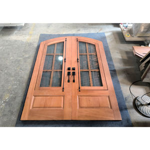 Porte arquée en bois d'acajou avec des fenêtres en verre ouvrables de boulon de crémone pour des maisons nouveau design portes extérieures intelligentes - Product Image 3