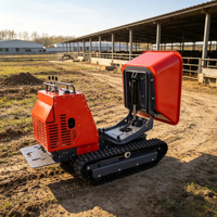 Mini-dumper chenillé compact 1200 kg à levage élevé, brouette motorisée sur chenilles, benne hydraulique auto-chargeante à moteur essence pour espaces étroits