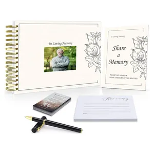 Hard Bound Cover In Loving Memory Check Books Funeral notebook Wedding Spiral Guest Book