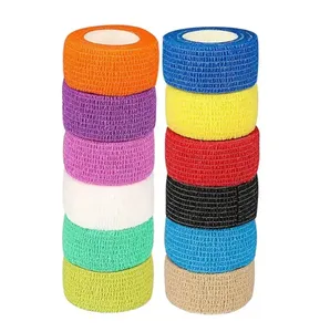 カスタム不織布粘着サッカースポーツテープ環境にやさしい防水スポーツ自己粘着包帯保護使用