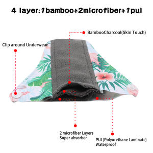 Yeniden kadınlar sıhhi ped yıkanabilir bez adet pedleri bambu kömür nefes sıhhi peçeteler pedleri süper emici - Product Image 3