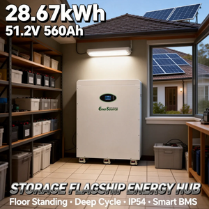 Batterie au lithium 51,2 V 48 V 560 Ah 28 kWh pour système d'énergie solaire hors réseau, sur pied avec roues - Product Image 3