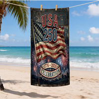 Serviette de plage microfibre patriotique USA 250e anniversaire 2026, impression par sublimation personnalisée, vente chaude