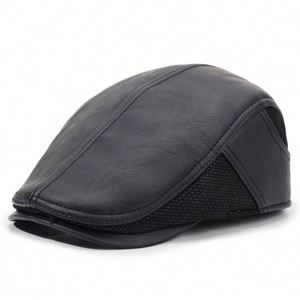 Nouvel Arrivage en Gros – Chapeau d'Hiver Chaud d'Extérieur à Calotte Plate avec Visière en PU, Style Décontracté à Carreaux, Béret avec Cache-Oreilles pour Hommes - Product Image 6