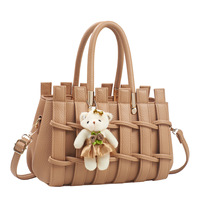 Bolso de Hombro Tejido a Mano de Gran Capacidad para Mujer, Nueva Moda 2026, con Cuero PU Resistente a los Arañazos