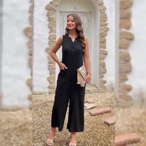 Combinaison musulmane pour femmes, pantalon long modeste à simple boutonnage - Product Image 1