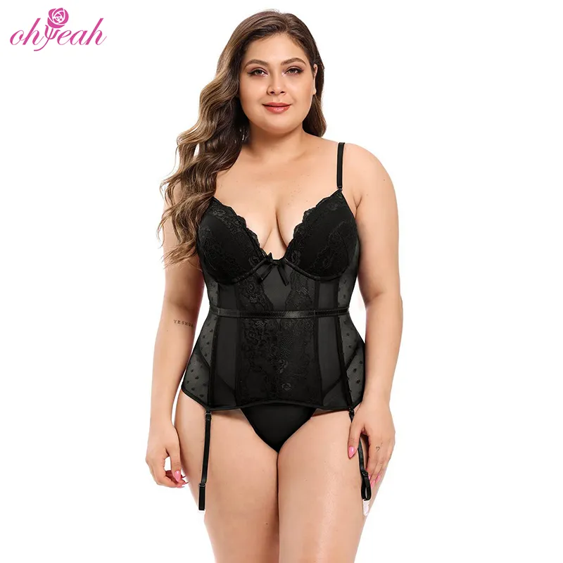 Groothandel Lage Prijs Hoge Kwaliteit Plus Size Deluxe Satin Lace Stiksels Mesh Taille Trainer Corset En Bustiers