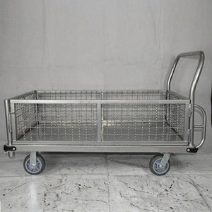 durable fixed mesh fence four wheel cart warehouse cargo moving <b>trolley</b> logistics delivery haul hand cart - Product Image 1