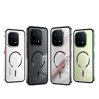 Coque de téléphone robuste compatible HD pour Vivo IQOO 15 avec cadre métallique dissipateur de chaleur, design creux à clipser, panneau arrière mat et anneau magnétique