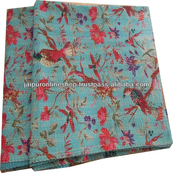 Patchwork Colcha Kantha Reversível Vintage/Kantha Cama Spread