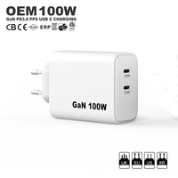 Cargador de 100w para Laptop y Teléfono, Tipo C, CE, ROHS, KC, UKCA, ETL, Adaptador de Carga Rápida USB Portátil, Cargador de Pared de 100w PD para Samsung iPhone