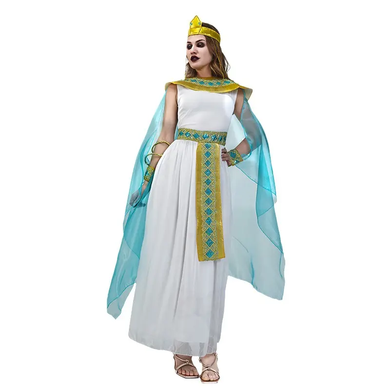 زي غير تقليدي مصري للنساء فستان مزخرف زي كليوباترا للكبار هالوين تأثيري